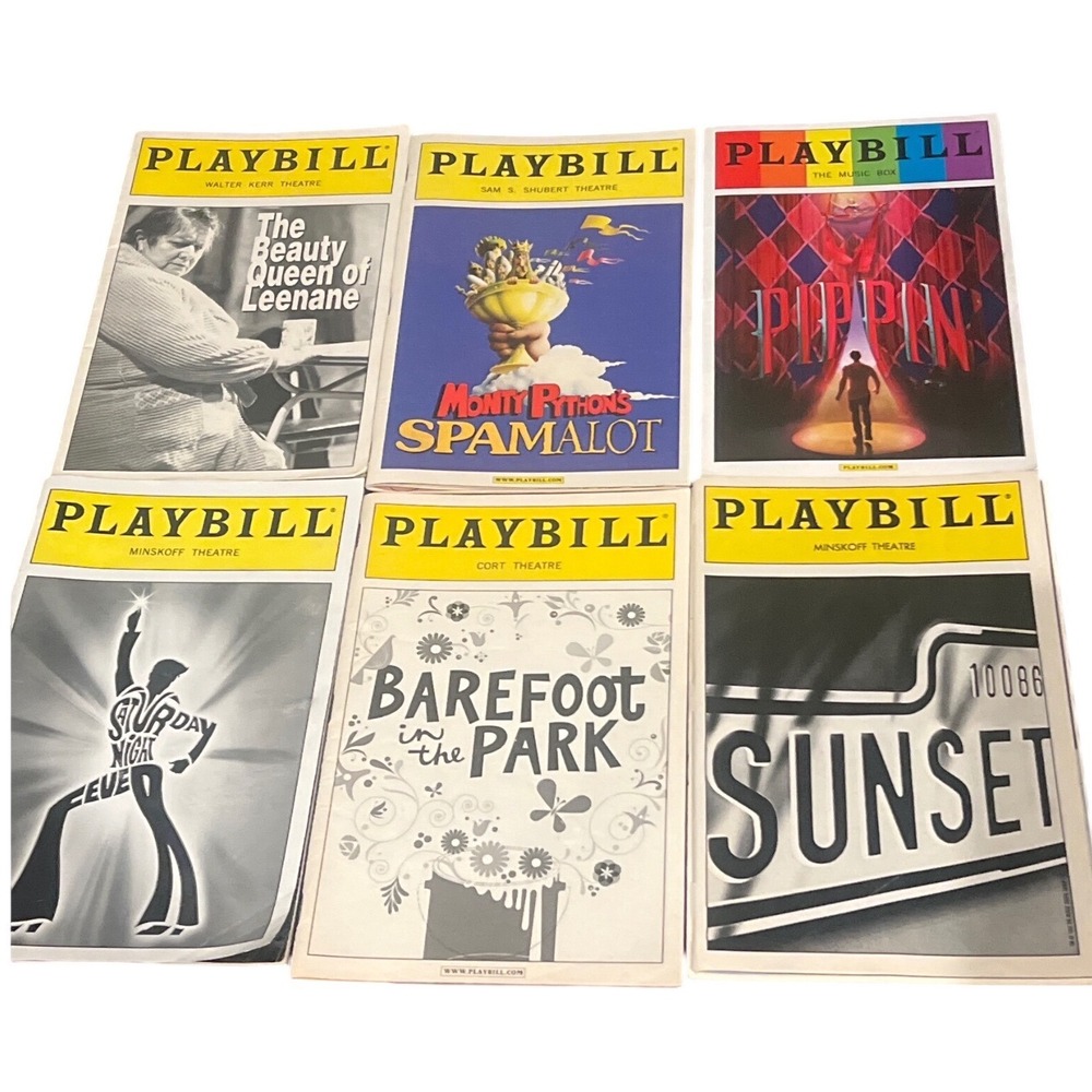 Lot of 6 Broadway Playbills Spamalot Pippin Saturday Night Fever Sunset Blvd etc